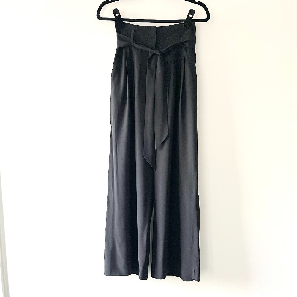 Lafayette 148 New York 100% Silk Wide Leg Belted Dress Pants, 0 / XS